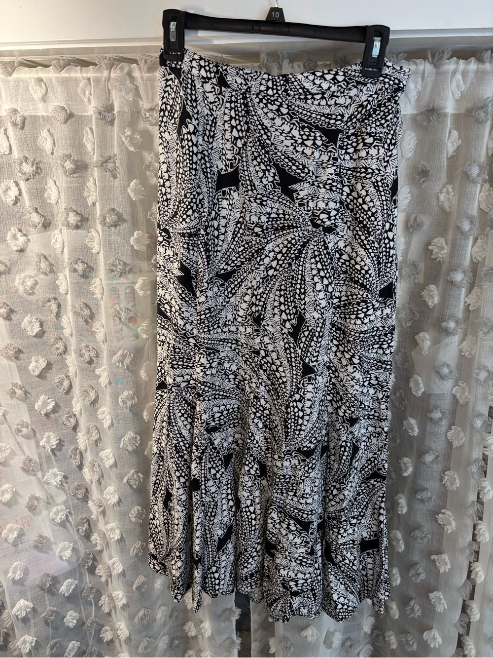 Christopher & Banks Black and White Printed Maxi Skirt